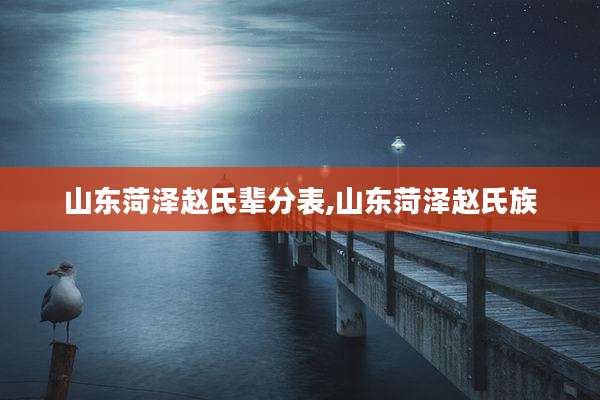 山东菏泽赵氏辈分表,山东菏泽赵氏族