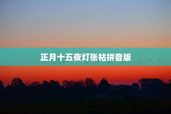 正月十五夜灯张祜拼音版