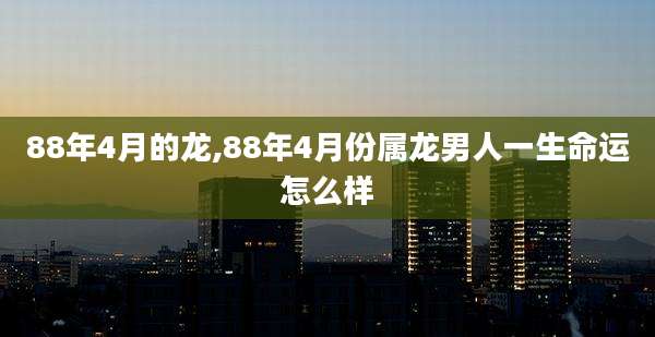 88年4月的龙,88年4月份属龙男人一生命运怎么样