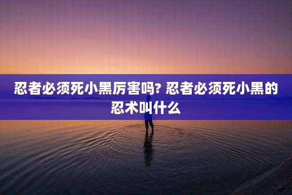 忍者必须死小黑厉害吗? 忍者必须死小黑的忍术叫什么