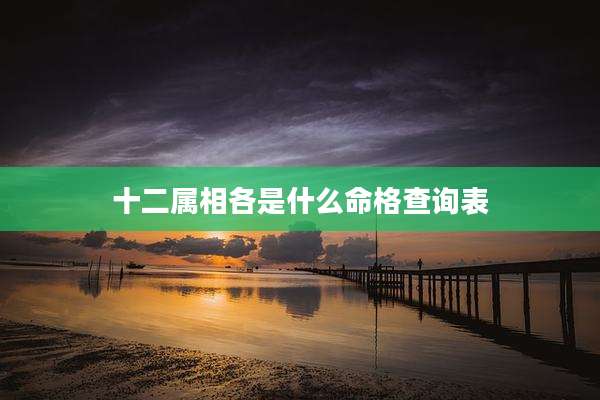 十二属相各是什么命格查询表