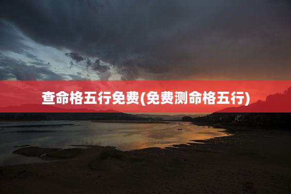 查命格五行免费(免费测命格五行)