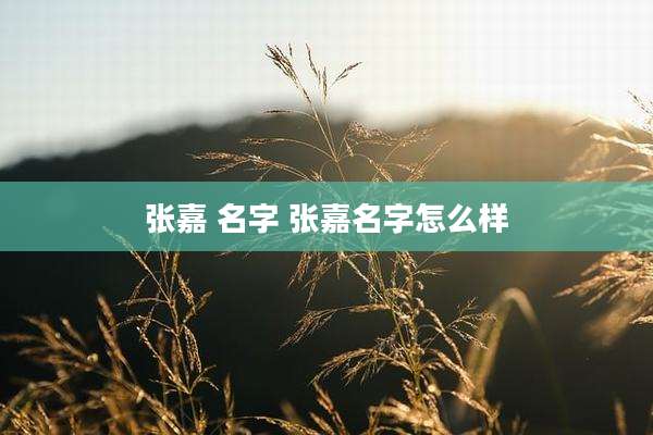张嘉 名字 张嘉名字怎么样
