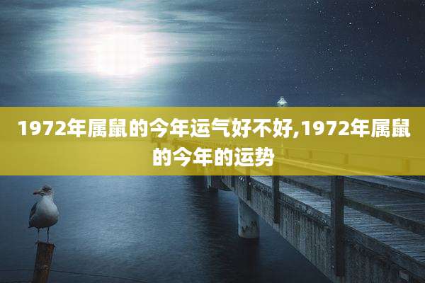 1972年属鼠的今年运气好不好,1972年属鼠的今年的运势