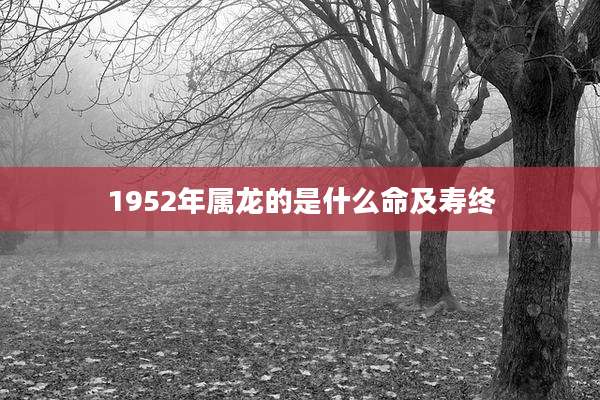 1952年属龙的是什么命及寿终