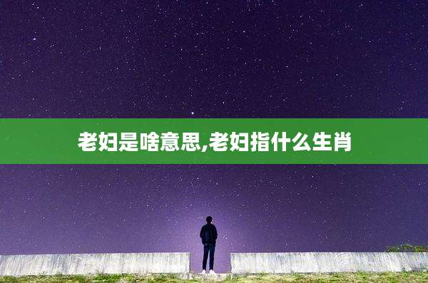 老妇是啥意思,老妇指什么生肖