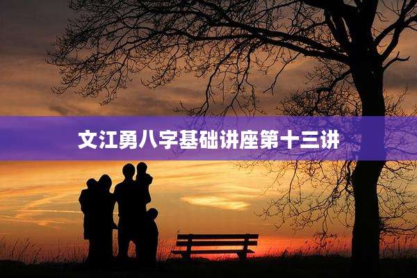 文江勇八字基础讲座第十三讲