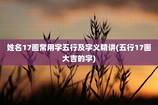 姓名17画常用字五行及字义精讲(五行17画大吉的字)