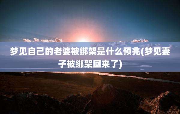梦见自己的老婆被绑架是什么预兆(梦见妻子被绑架回来了)