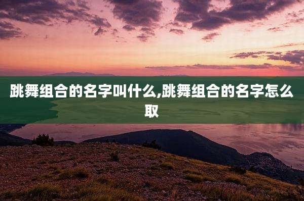 跳舞组合的名字叫什么,跳舞组合的名字怎么取