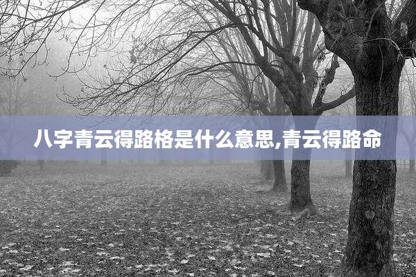 八字青云得路格是什么意思,青云得路命