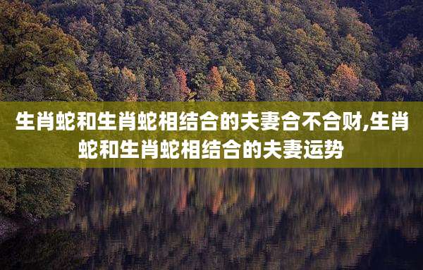 生肖蛇和生肖蛇相结合的夫妻合不合财,生肖蛇和生肖蛇相结合的夫妻运势