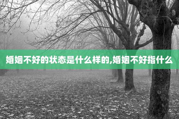 婚姻不好的状态是什么样的,婚姻不好指什么