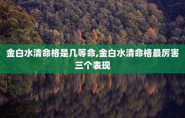 金白水清命格是几等命,金白水清命格最厉害三个表现