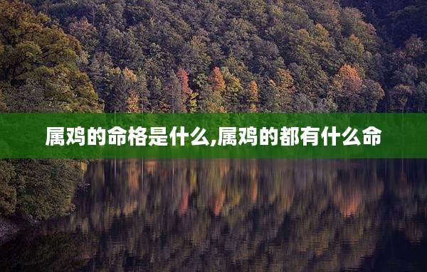 属鸡的命格是什么,属鸡的都有什么命