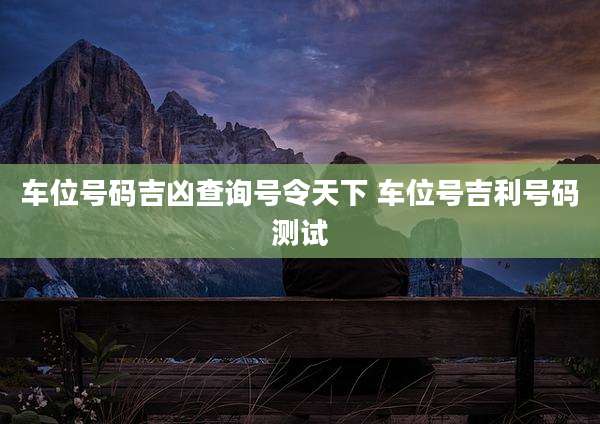 车位号码吉凶查询号令天下 车位号吉利号码测试