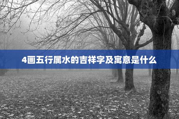 4画五行属水的吉祥字及寓意是什么