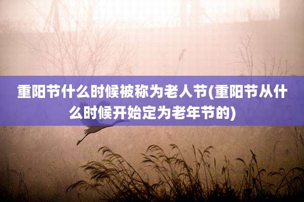 重阳节什么时候被称为老人节(重阳节从什么时候开始定为老年节的)