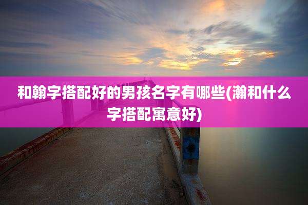 和翰字搭配好的男孩名字有哪些(瀚和什么字搭配寓意好)