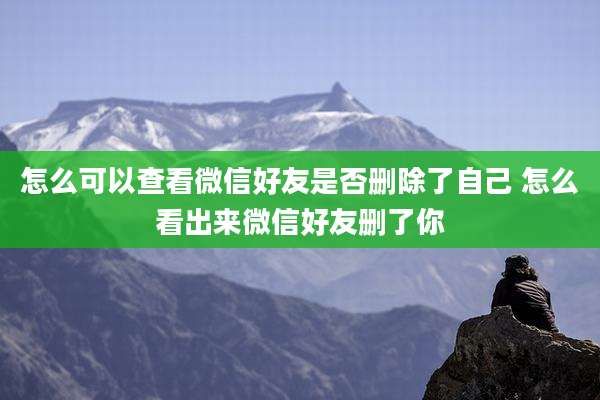 怎么可以查看微信好友是否删除了自己 怎么看出来微信好友删了你