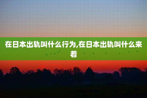 在日本出轨叫什么行为,在日本出轨叫什么来着