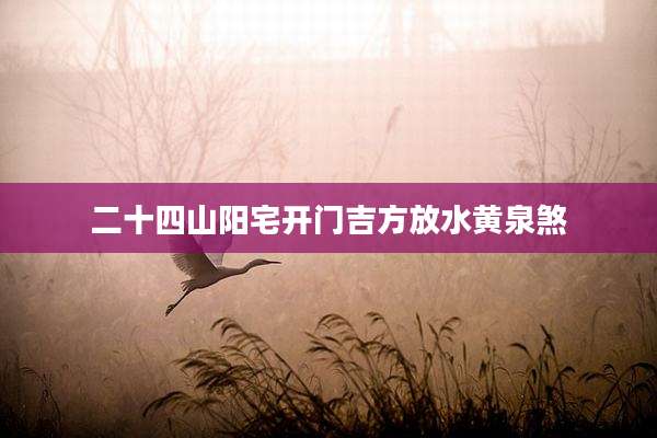 二十四山阳宅开门吉方放水黄泉煞