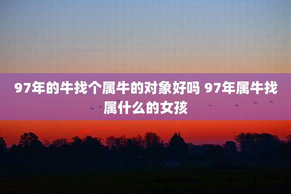 97年的牛找个属牛的对象好吗 97年属牛找属什么的女孩