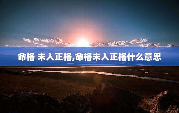 命格 未入正格,命格未入正格什么意思
