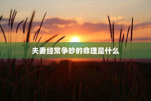 夫妻经常争吵的命理是什么