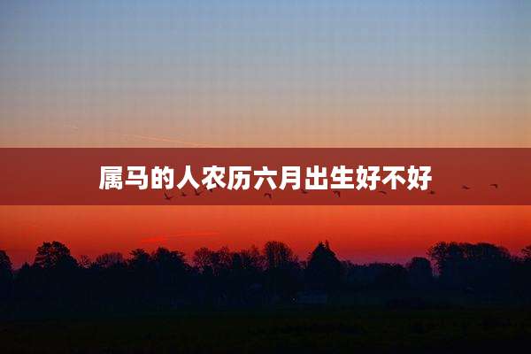 属马的人农历六月出生好不好