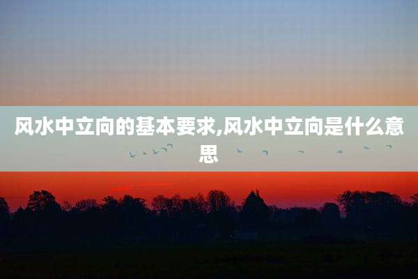 风水中立向的基本要求,风水中立向是什么意思