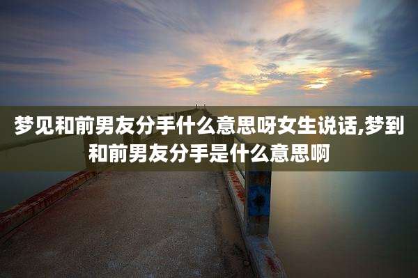 梦见和前男友分手什么意思呀女生说话,梦到和前男友分手是什么意思啊