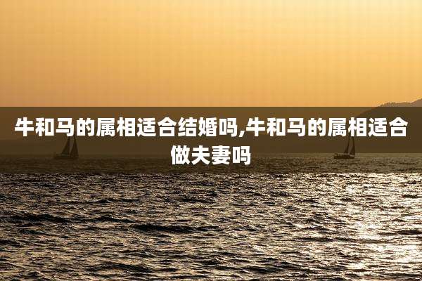 牛和马的属相适合结婚吗,牛和马的属相适合做夫妻吗