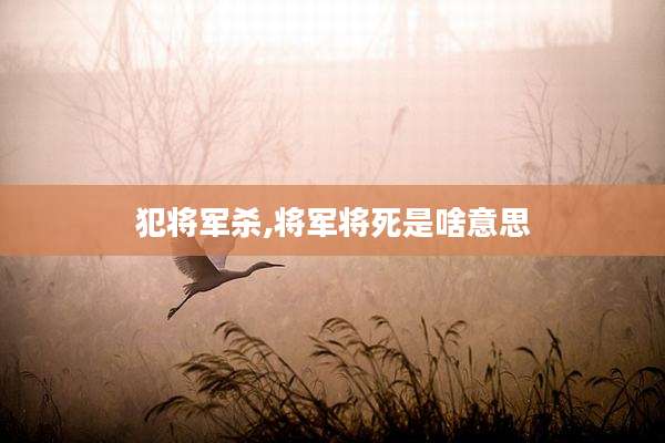 犯将军杀,将军将死是啥意思