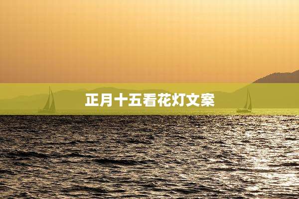 正月十五看花灯文案