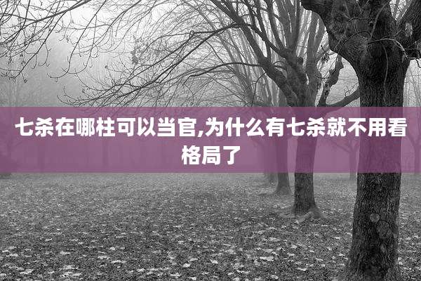 七杀在哪柱可以当官,为什么有七杀就不用看格局了
