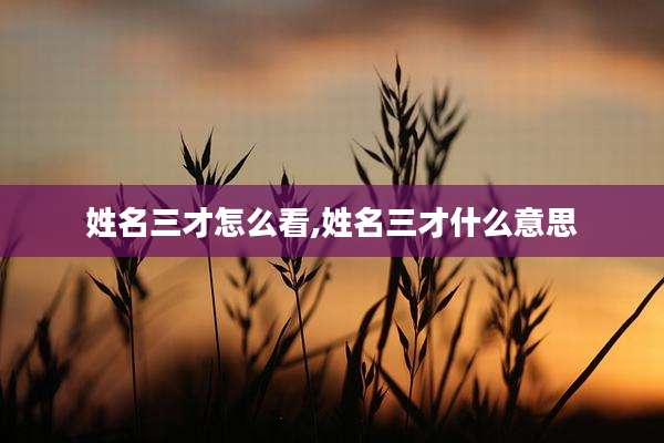 姓名三才怎么看,姓名三才什么意思
