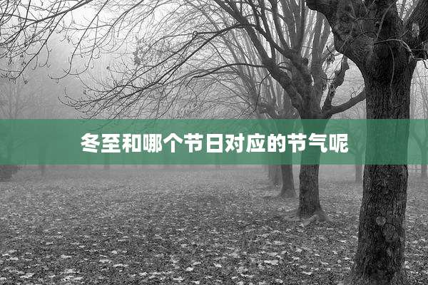 冬至和哪个节日对应的节气呢