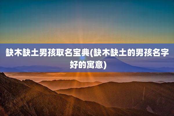 缺木缺土男孩取名宝典(缺木缺土的男孩名字 好的寓意)