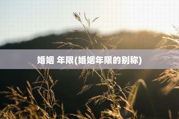婚姻 年限(婚姻年限的别称)
