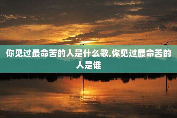 你见过最命苦的人是什么歌,你见过最命苦的人是谁