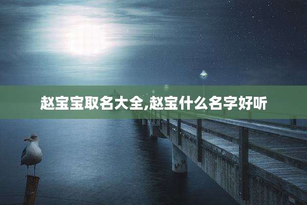赵宝宝取名大全,赵宝什么名字好听