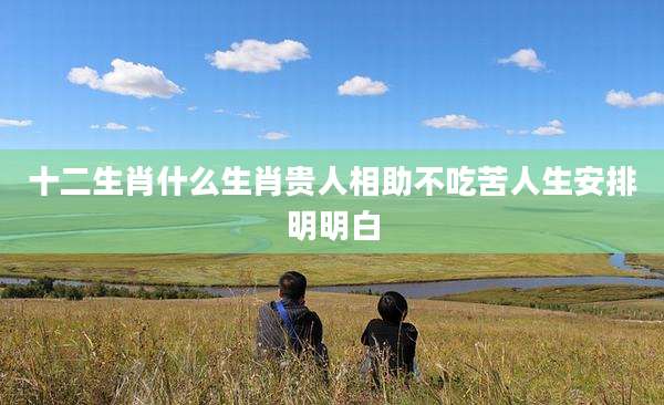 十二生肖什么生肖贵人相助不吃苦人生安排明明白