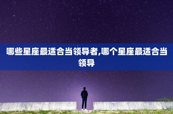 哪些星座最适合当领导者,哪个星座最适合当领导