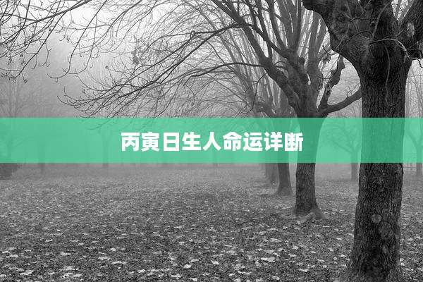 丙寅日生人命运详断