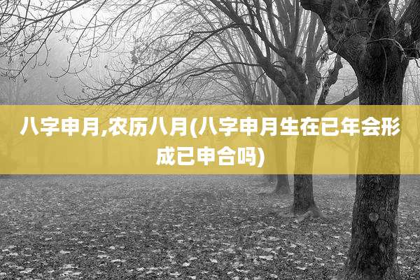 八字申月,农历八月(八字申月生在已年会形成已申合吗)