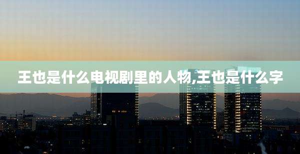 王也是什么电视剧里的人物,王也是什么字