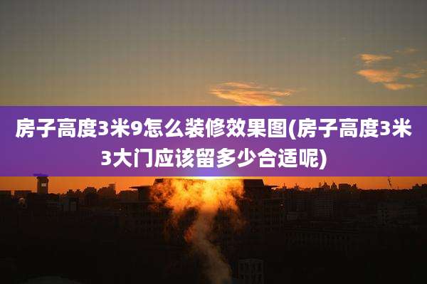 房子高度3米9怎么装修效果图(房子高度3米3大门应该留多少合适呢)