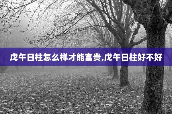 戊午日柱怎么样才能富贵,戊午日柱好不好