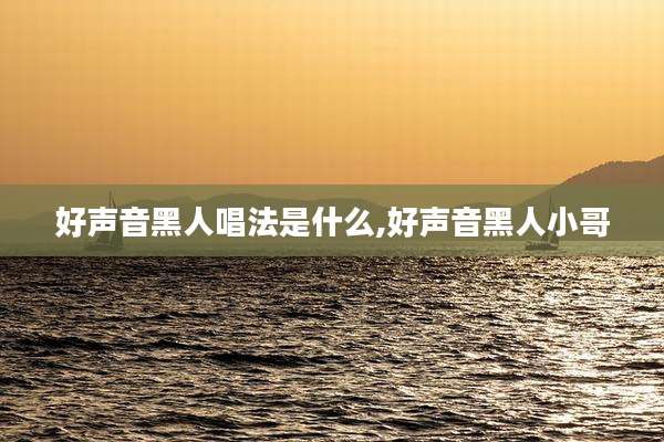 好声音黑人唱法是什么,好声音黑人小哥